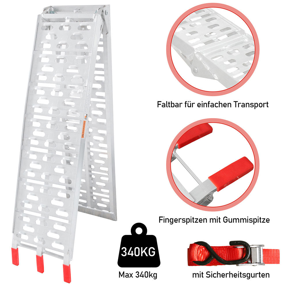 Cosmo Go Auffahrrampe Klappbar 340kg Faltbare Alu Motorradrampe