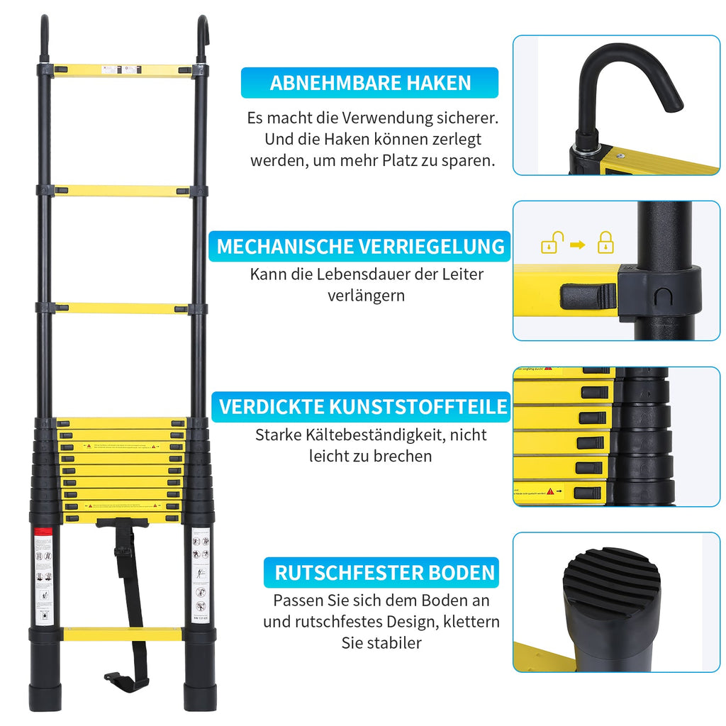Cosmo Go Teleskopleiter Aluminium mit Abnehmbarem Haken