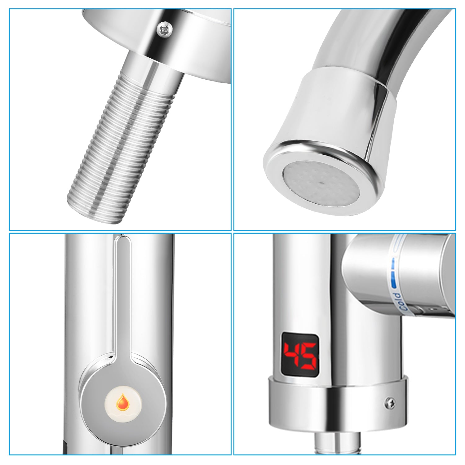 Cosmo Go 3KW Elektrischer Wasserhahn LED Temperaturanzeige