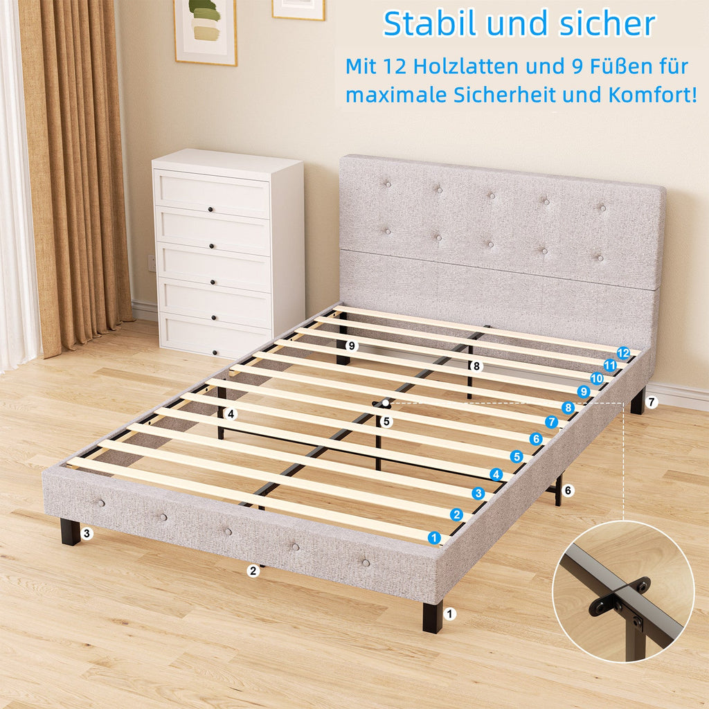 Cosmo Go Polsterbett bettgestell mit Kopfteil Weichem Stoff