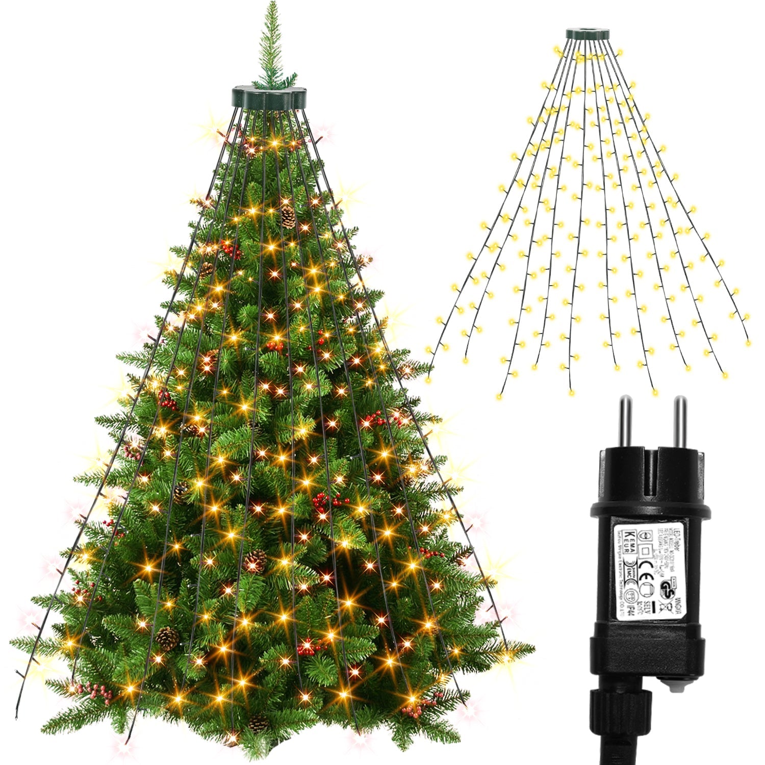 Cosmo Go LED Christbaumbeleuchtung mit Ring 280 LEDs Warmweiß IP44
