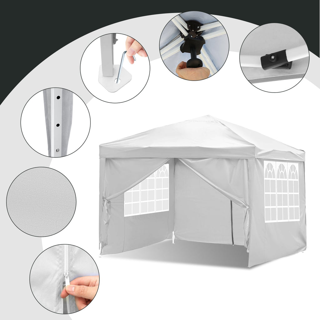 Cosmo Go Pop-Up Pavillon Gazebo mit Zentralverriegelung 3x3m mit Seiten