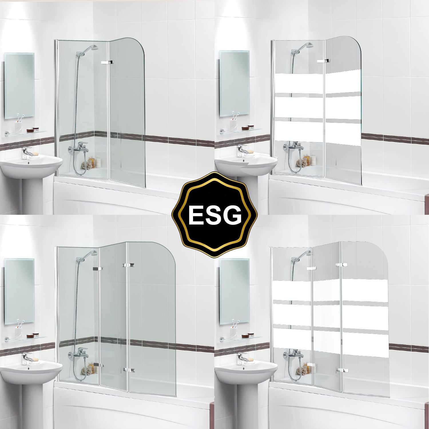 Cosmo Go Duschwand für badewanne Faltbare Glas Duschtrennwand