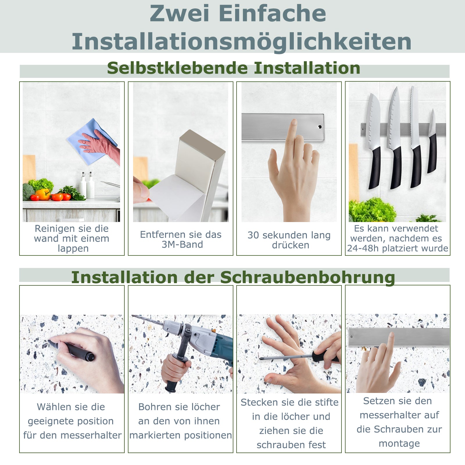 Cosmo Go Messerhalter Edelstahl Magnetische 40CM