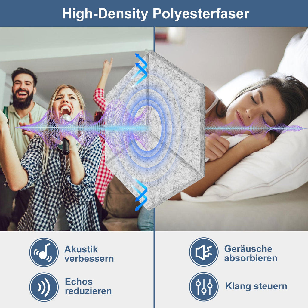 Cosmo Go Akustikplatten Wandpaneele Selbstklebend 12/18 Stück Hexagonal Kerben