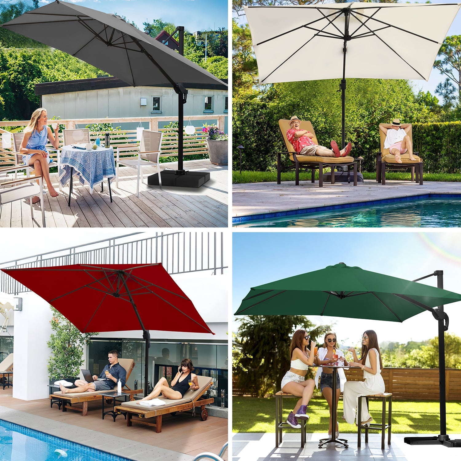 Cosmo Go Ampelschirm 300 x 300 cm Sonnenschirm 360° Drehbar