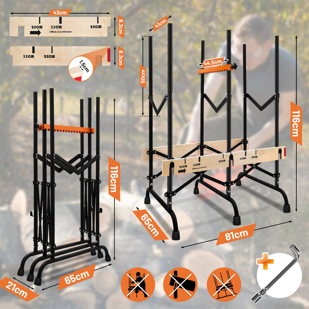 Cosmo Go Sägebock Klappbar Holzsägebock mit Auswurfsicherung & Maßskala