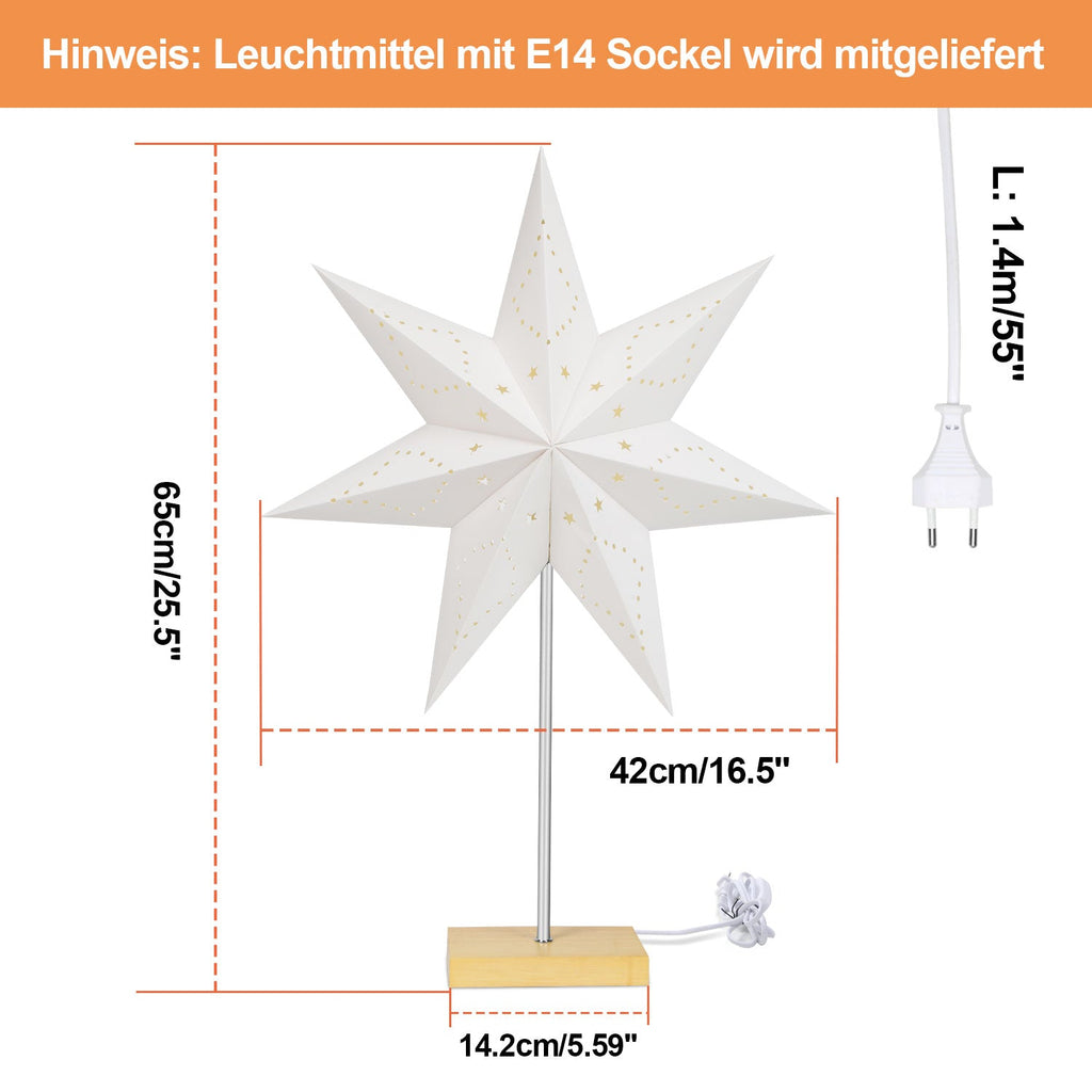 Cosmo Go LED Weihnachtsstern Papier Tischlampe 65cm
