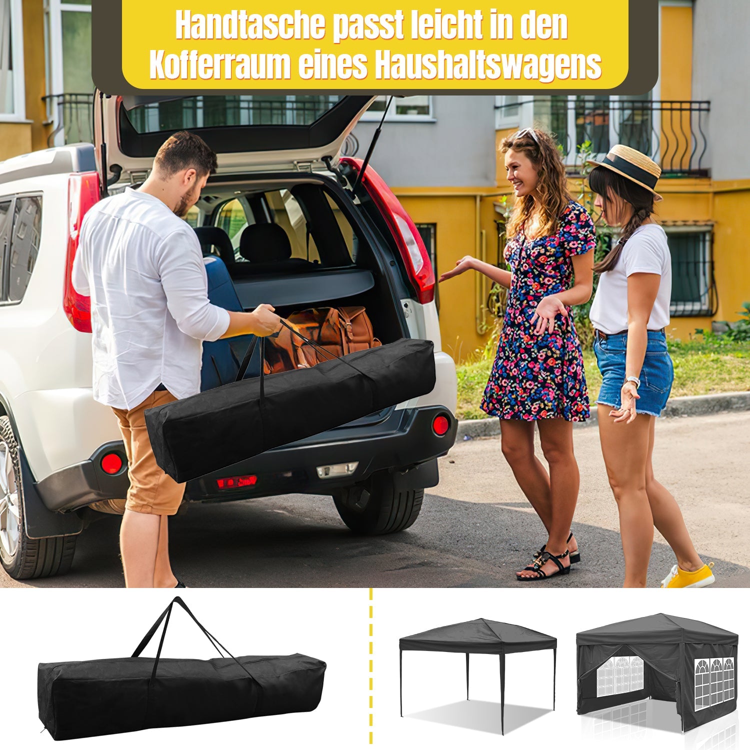 Cosmo Go Pop-Up Pavillon Gazebo 3x3m mit Seiten