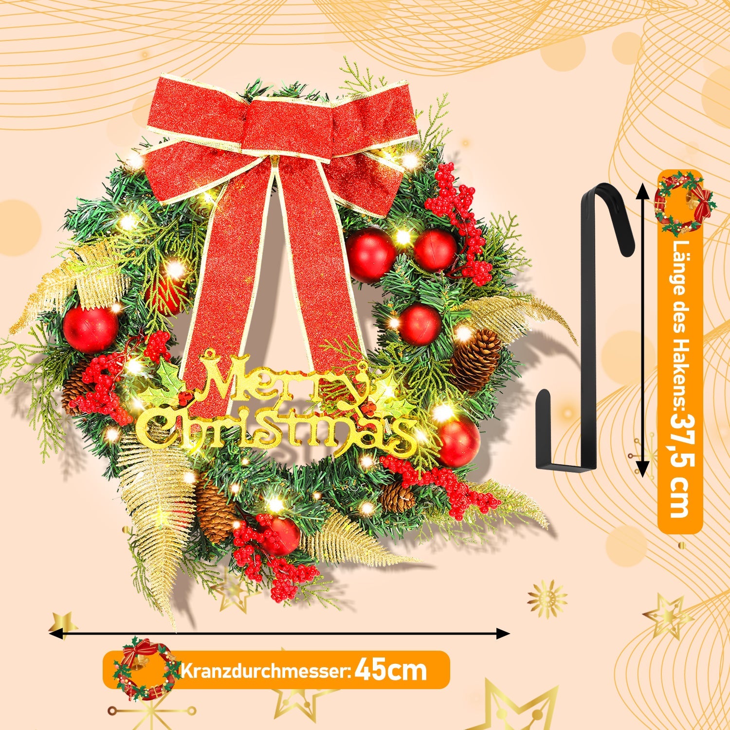 Cosmo Go Weihnachtskranz mit Beleuchtung