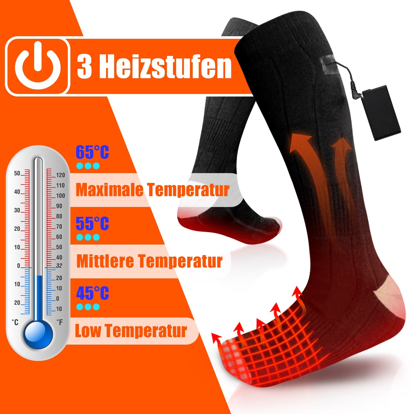 Cosmo Go Beheizte Socken Herren Damen Wiederaufladbar