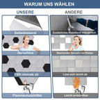 Cosmo Go Akustikplatten Wandpaneele Selbstklebend 12/18 Stück Hexagonal Schlieren