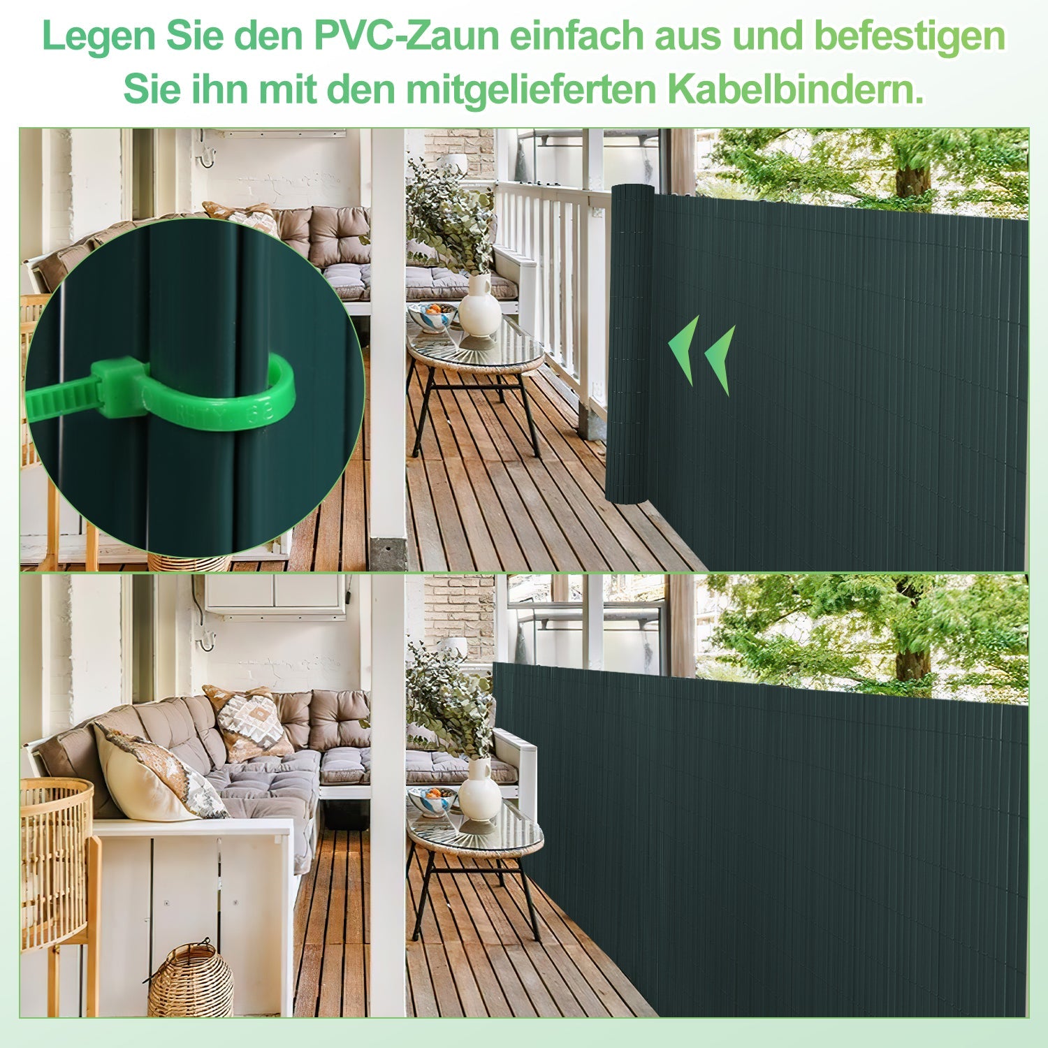 Cosmo Go PVC Sichtschutzmatte mit Kabelbindern 3-Gewicht-Verstärkung