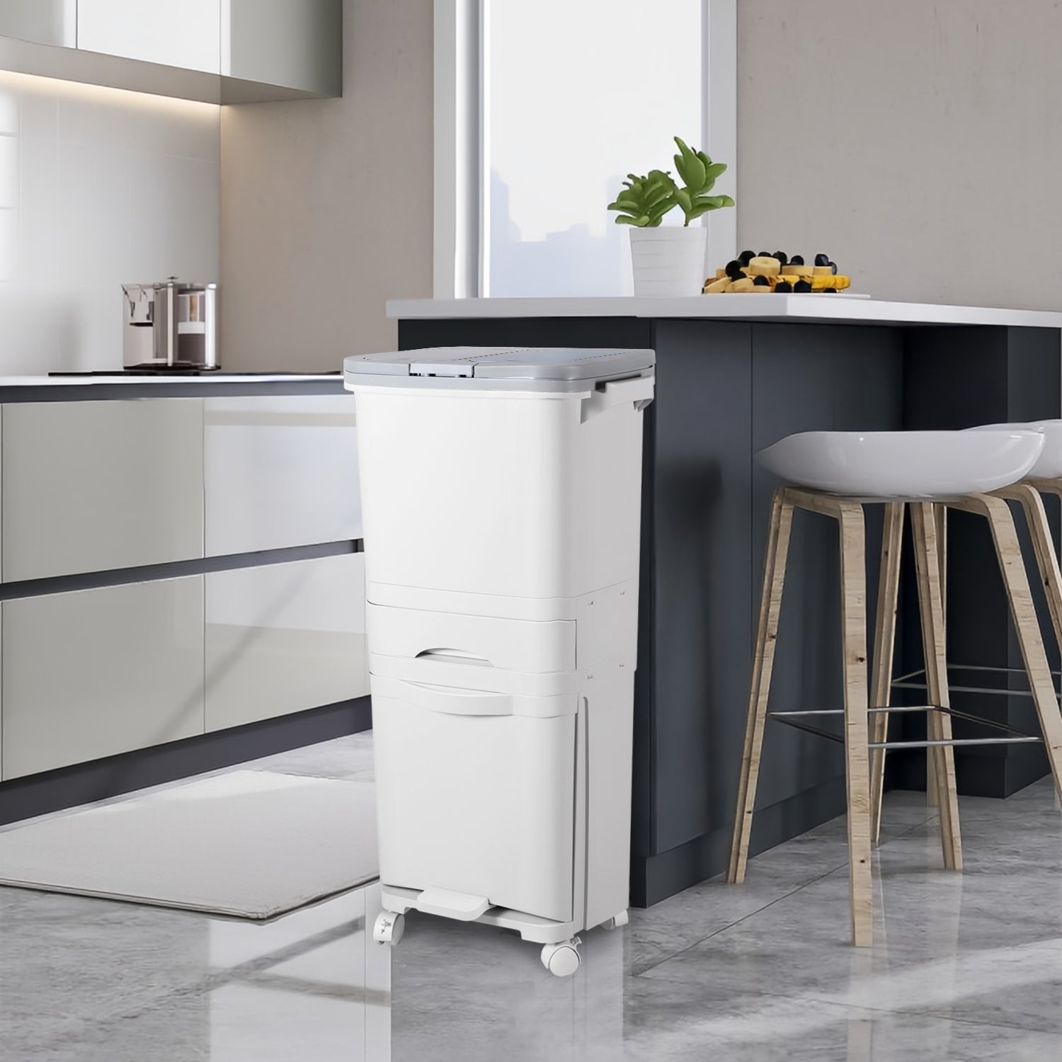Cosmo Go Mülleimer Küche 42L Mülltrennsystem 3 Fächer