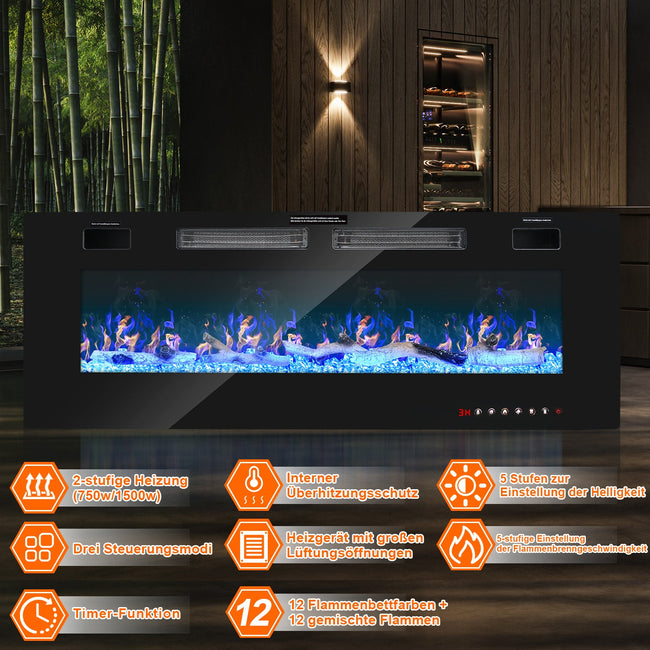 Cosmo Go Elektrokamin Wandkamin Einstellbarer Thermostat 750w/1500w Main Image