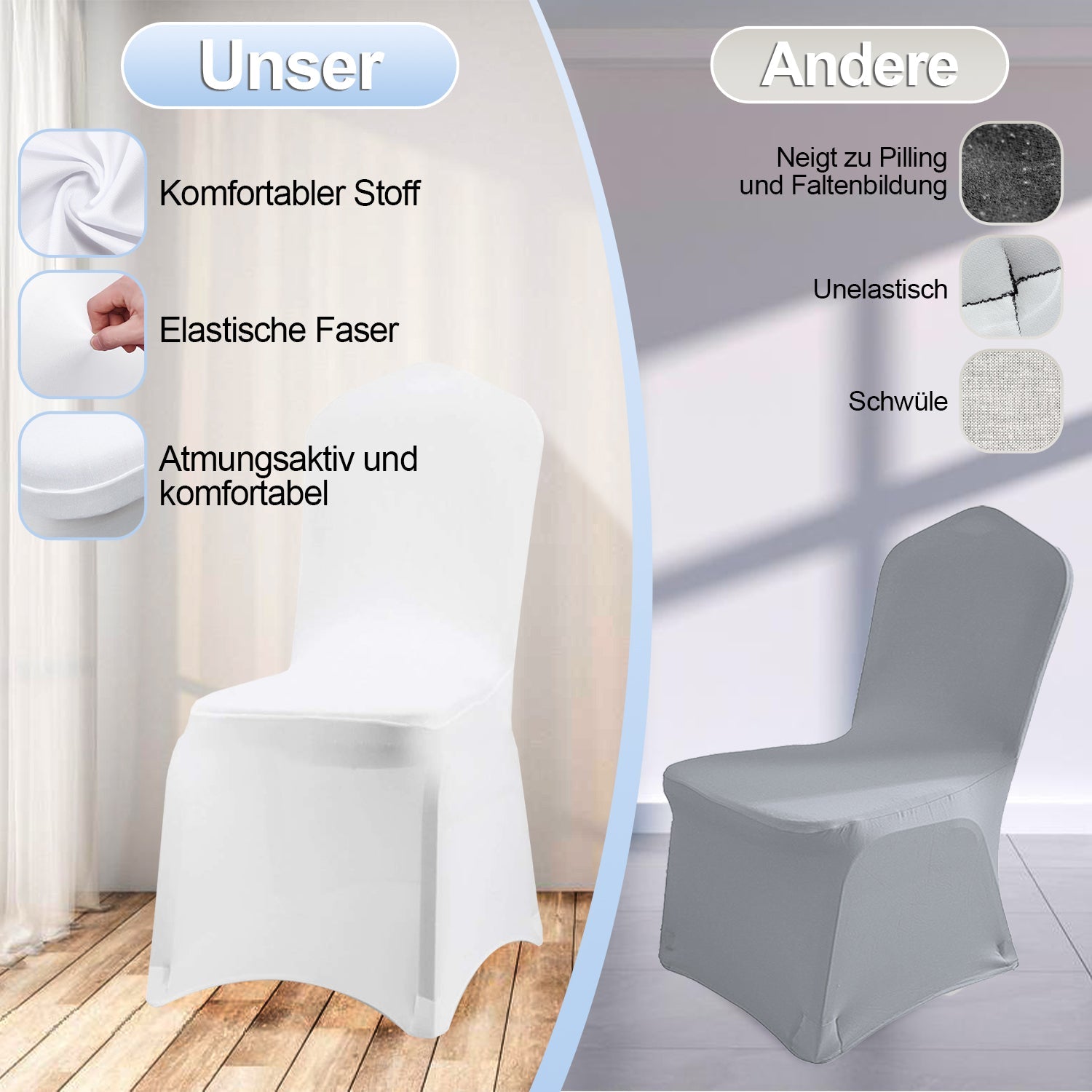 Cosmo Go Universell Stuhlhussen Elastik Weiß