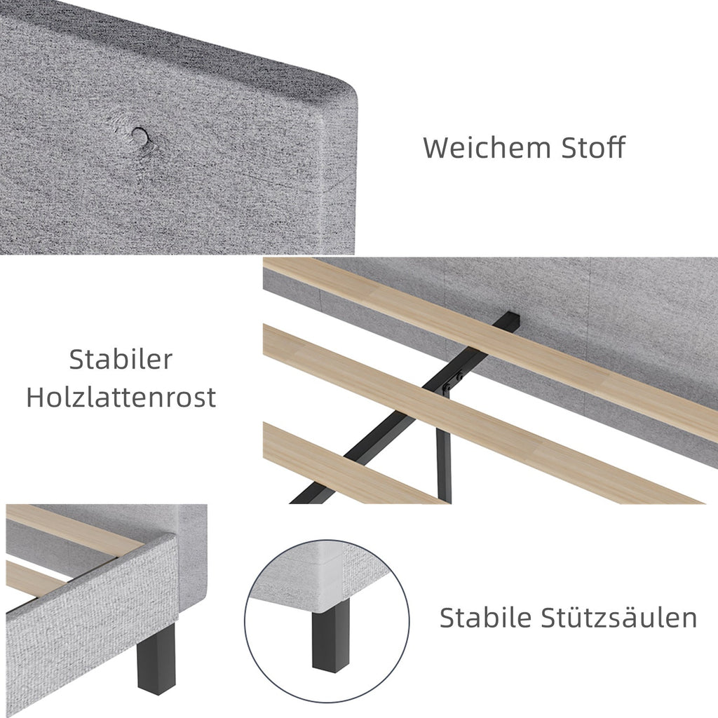Cosmo Go Polsterbett bettgestell mit Kopfteil Weichem Stoff