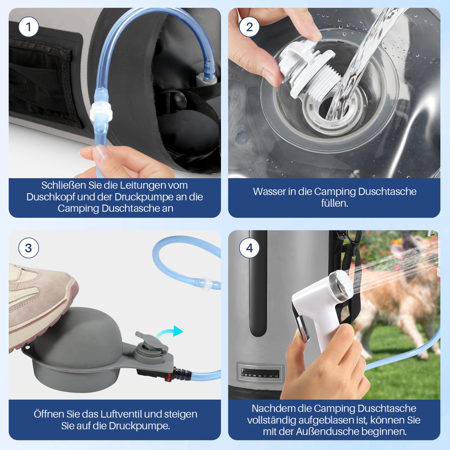 Cosmo Go Campingdusche 12L Tragbarmit Fusspumpe