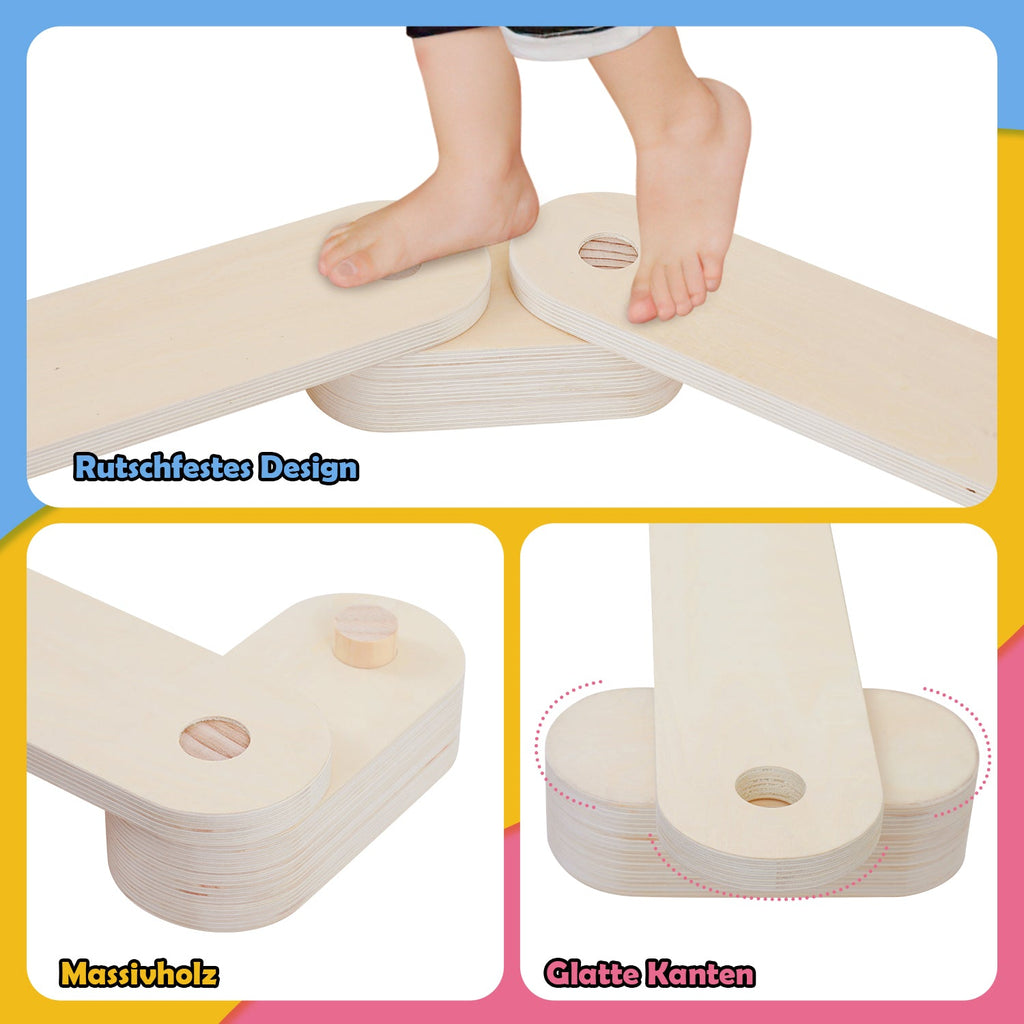 Cosmo Go Balancierbalken aus Holz mit 6 Balanciersteine für Kinder