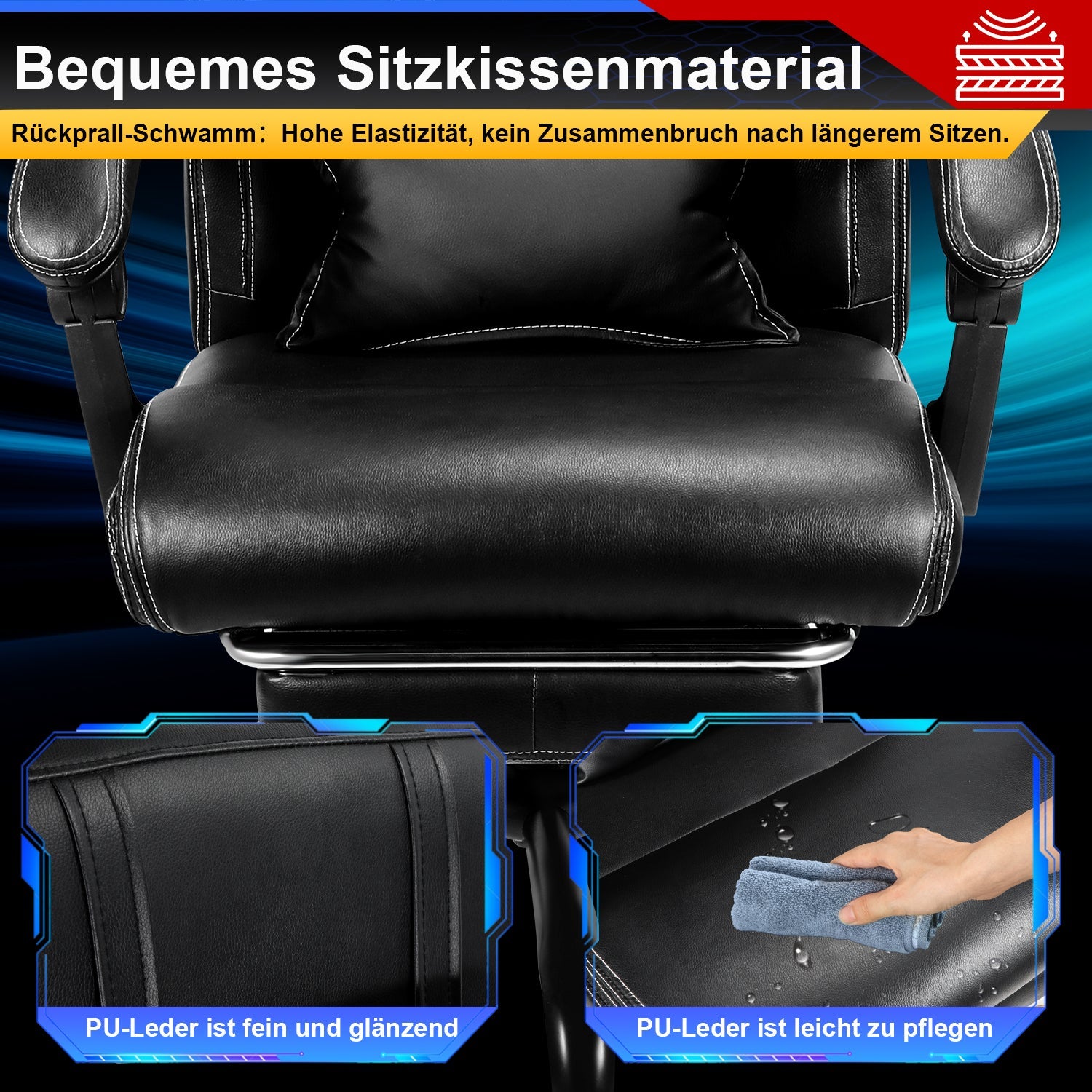 Cosmo Go Drehstuhl Höhenverstellbar Bürostuhl 360° frei Drehbar mit Lendenkissen