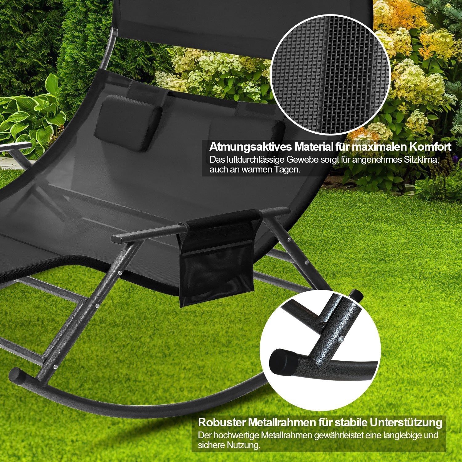 Cosmo Go Doppelliege Sonnenliege mit Sonnendach Outdoor