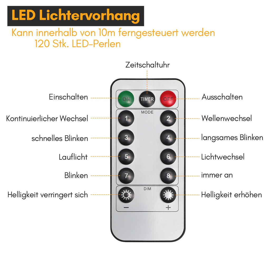 Cosmo Go LED Sterne Weihnachtsbeleuchtung Lichtervorhang 3,5M