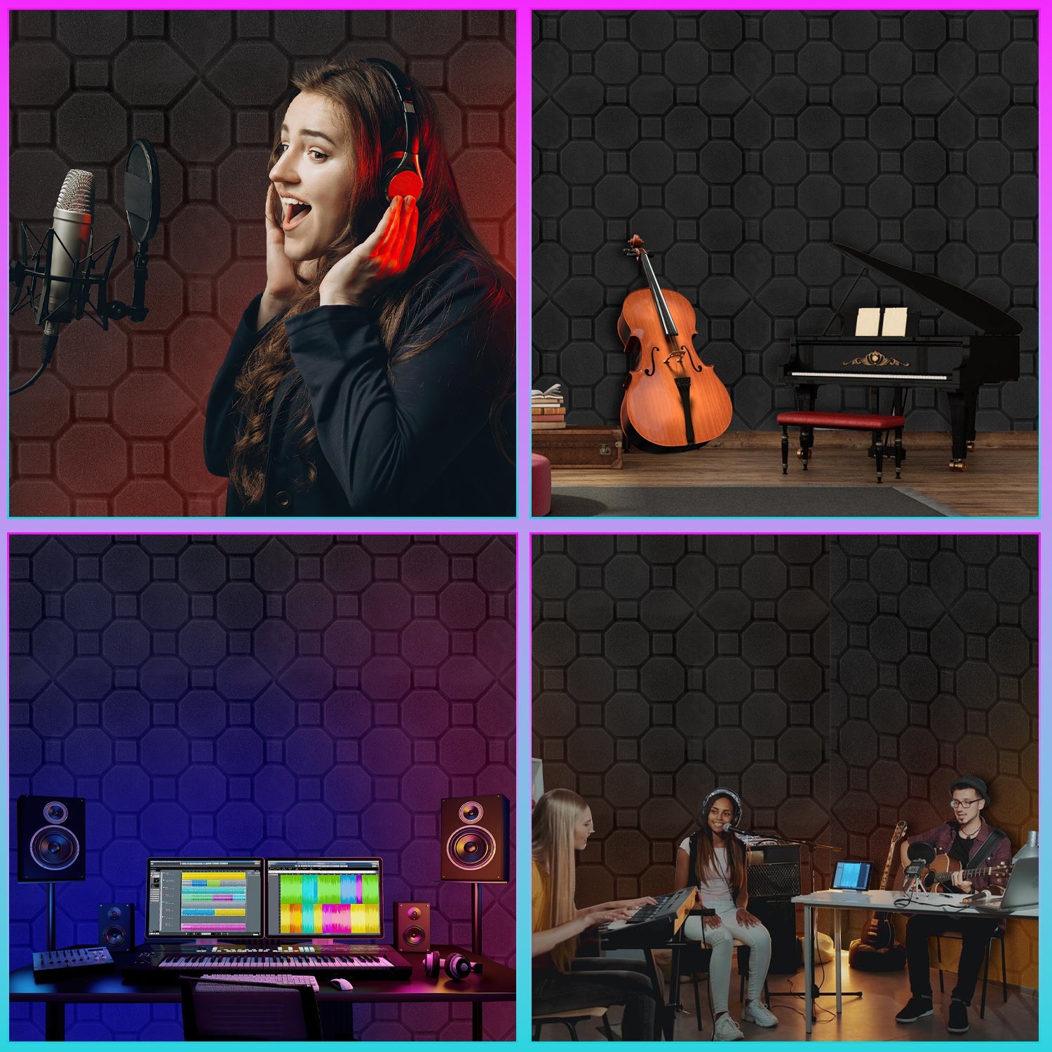 Cosmo Go Akustikschaumstoff Selbstklebend Quadrat