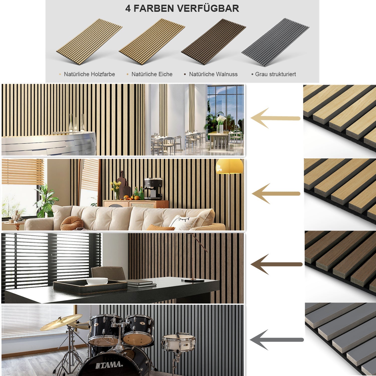 Cosmo Go Akustikpaneele Holz Wandpaneele 120x60cm