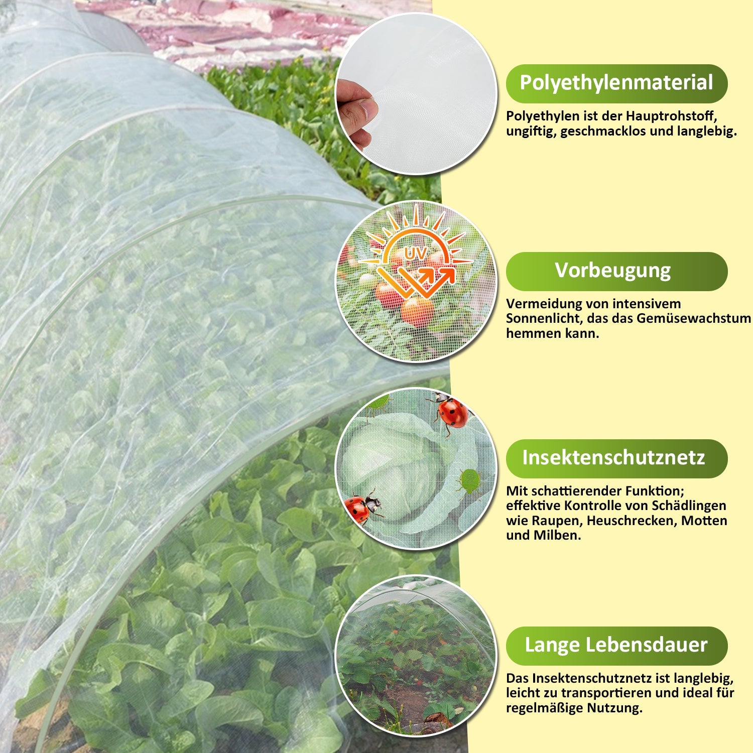 Cosmo Go Garteninsektennetz Pflanzenschutznetz 3x9m/3x10m
