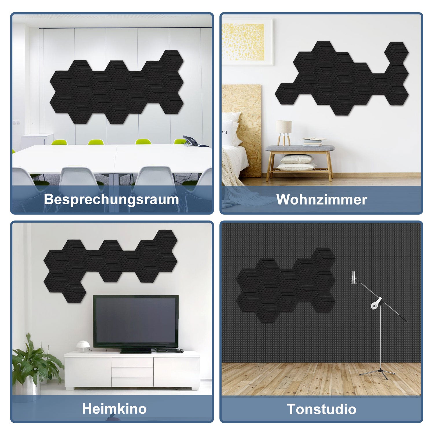 Cosmo Go Akustikplatten Wandpaneele Selbstklebend 12/18 Stück Hexagonal Schlieren