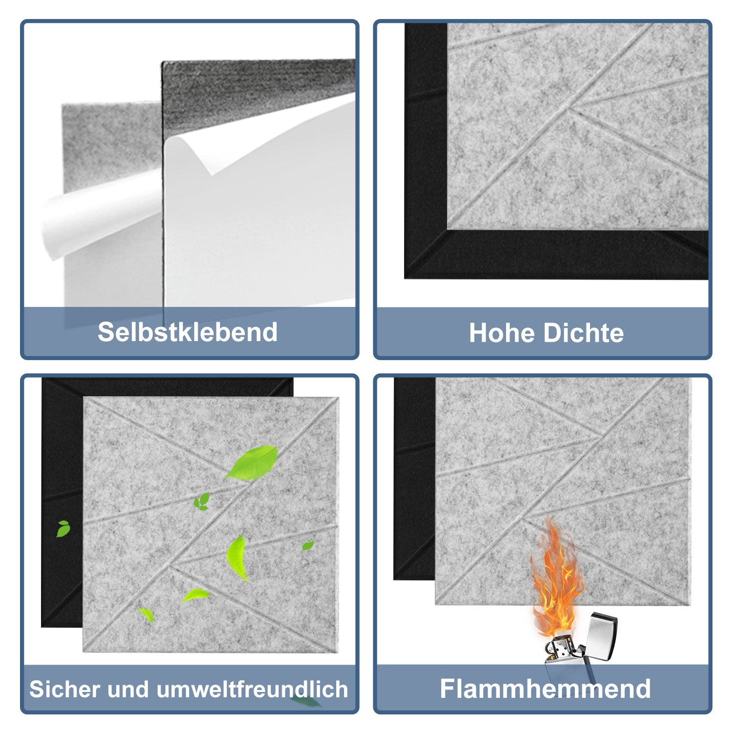 Cosmo Go Akustikplatten Wandpaneele Selbstklebend 12/18 Stück Quadratisch Dreieck