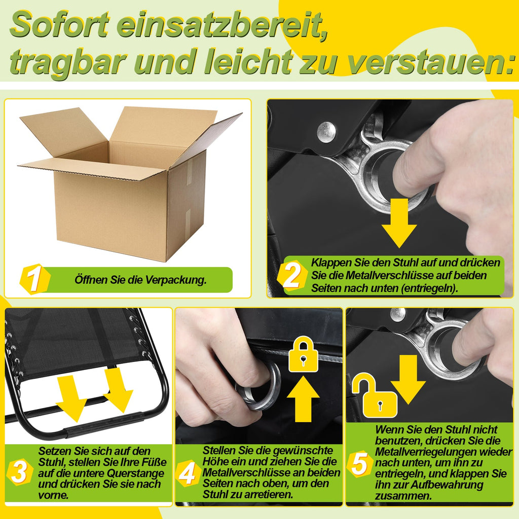 Cosmo Go Sonnenliege Klappbar Liegestuhl bis 200kg