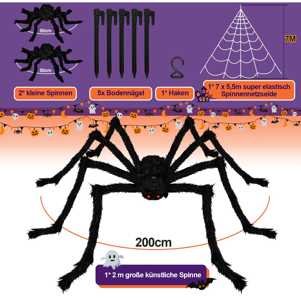 Cosmo Go Spinnennetz Deko Halloween Deko 5m/7m