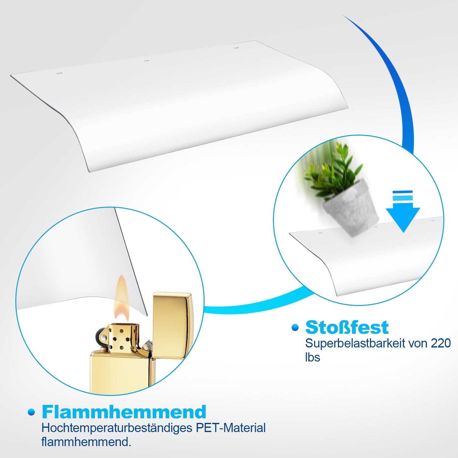 Cosmo Go Vordach für Haustür 40x80cm Unsichtbare Überdachung