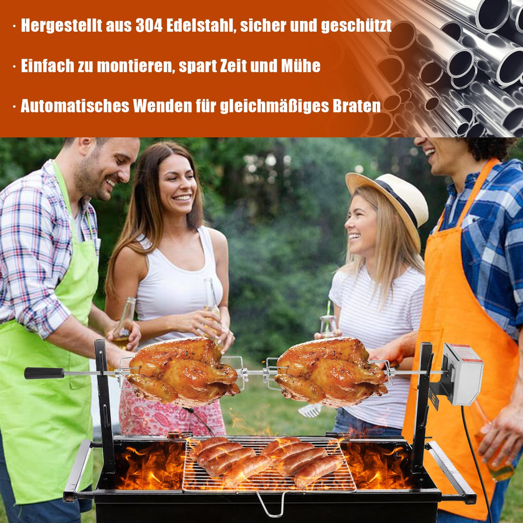 Cosmo Go BBQ Grillspieß Edelstahl Motor 4x Fleischnadel