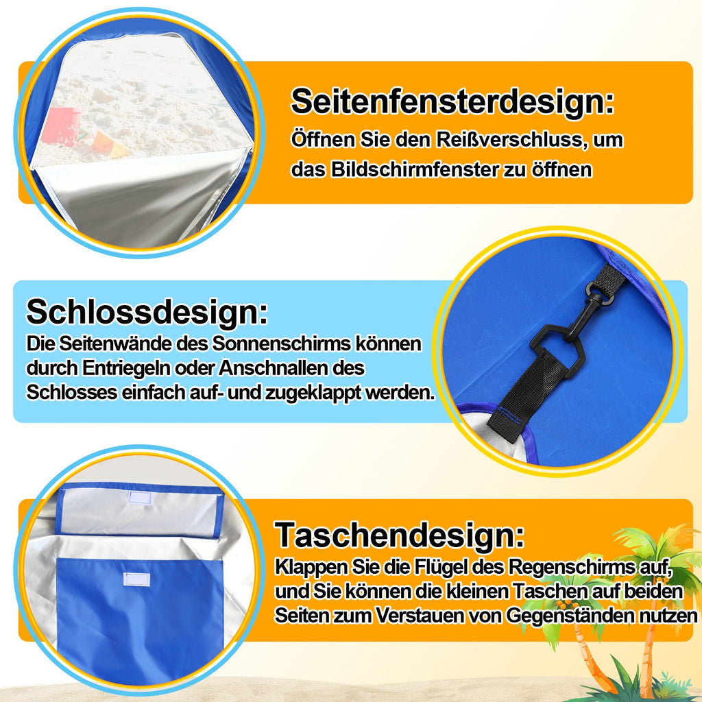 Cosmo Go 210cm Sonnenschirm Strandmuschel 2 in 1