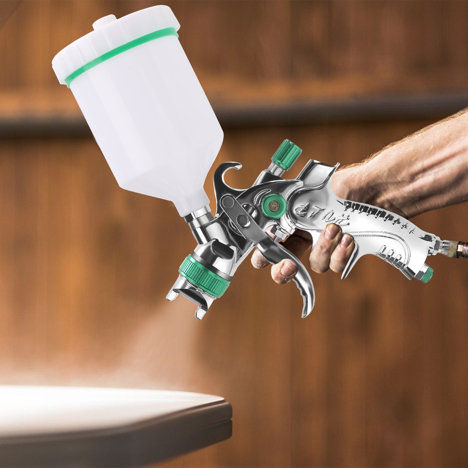 Cosmo Go HVLP Lackierpistole Spritzpistole Set mit Edelstahldüs