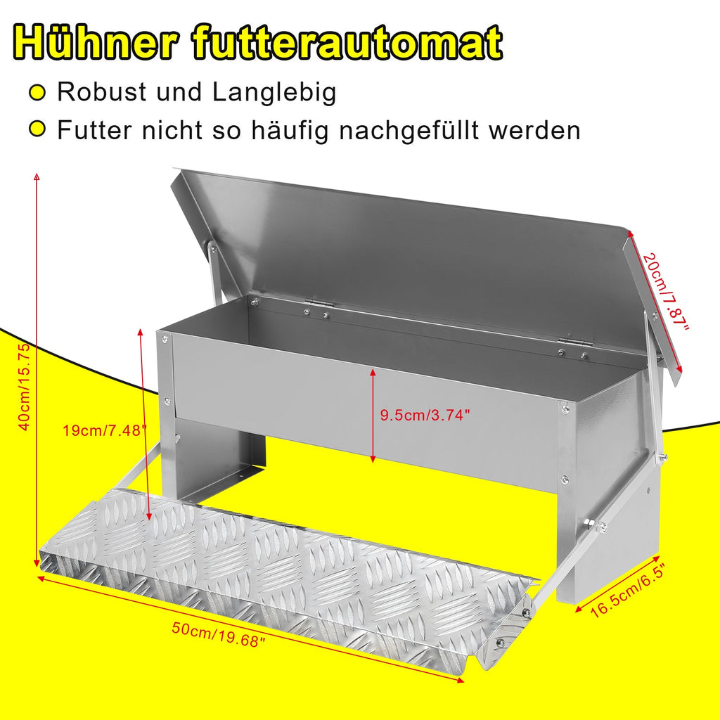 Cosmo Go Futterautomat für hühner Fußpedal selbstöffnender 5kg