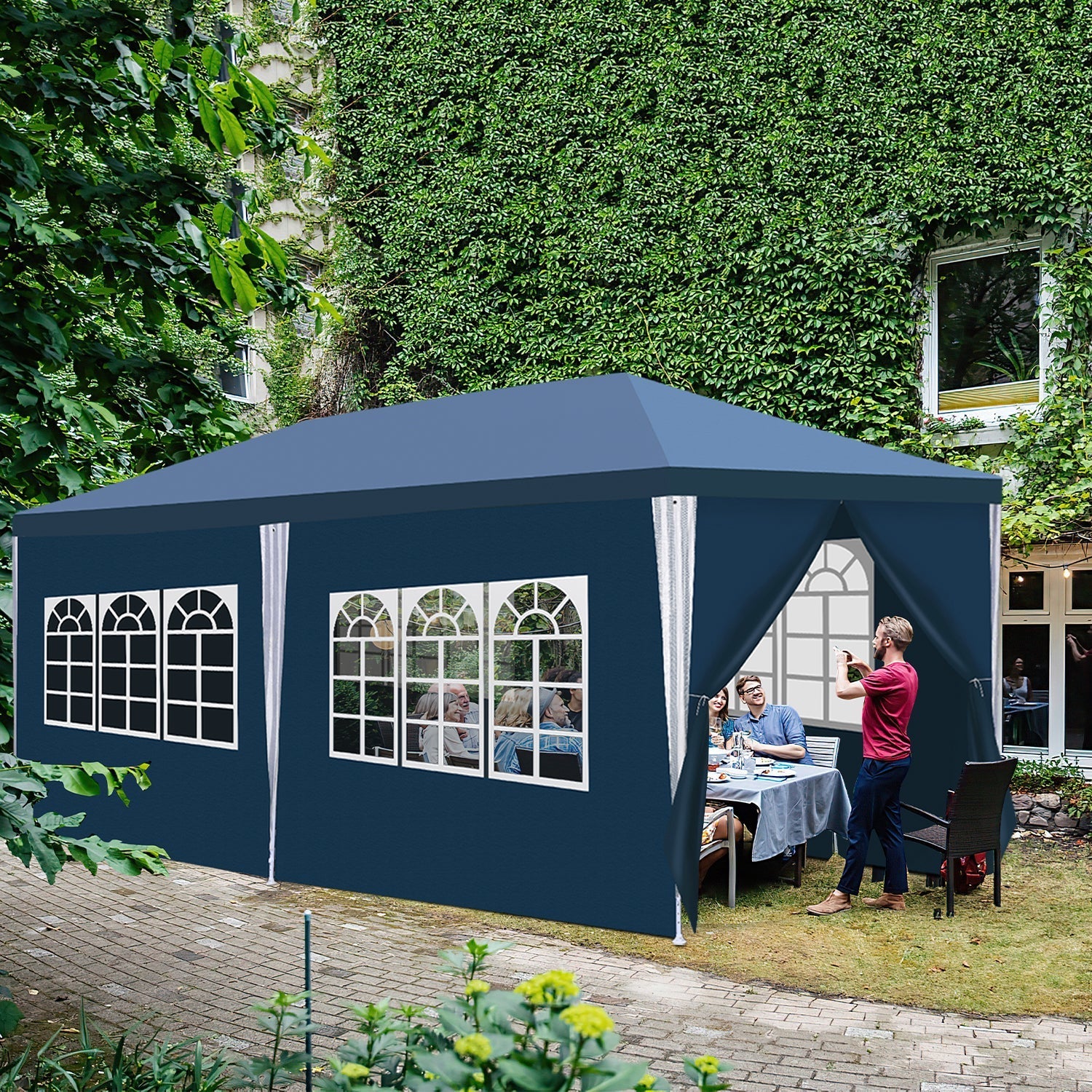 Cosmo Go Pavillon 3x6m Partyzelt Wasserdicht mit Seitenteilen