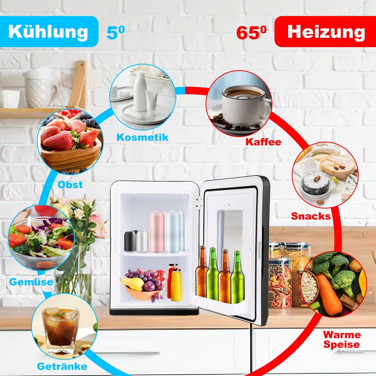 Cosmo Go 2 in 1 Mini Kühlschrank 15L Kühlbox