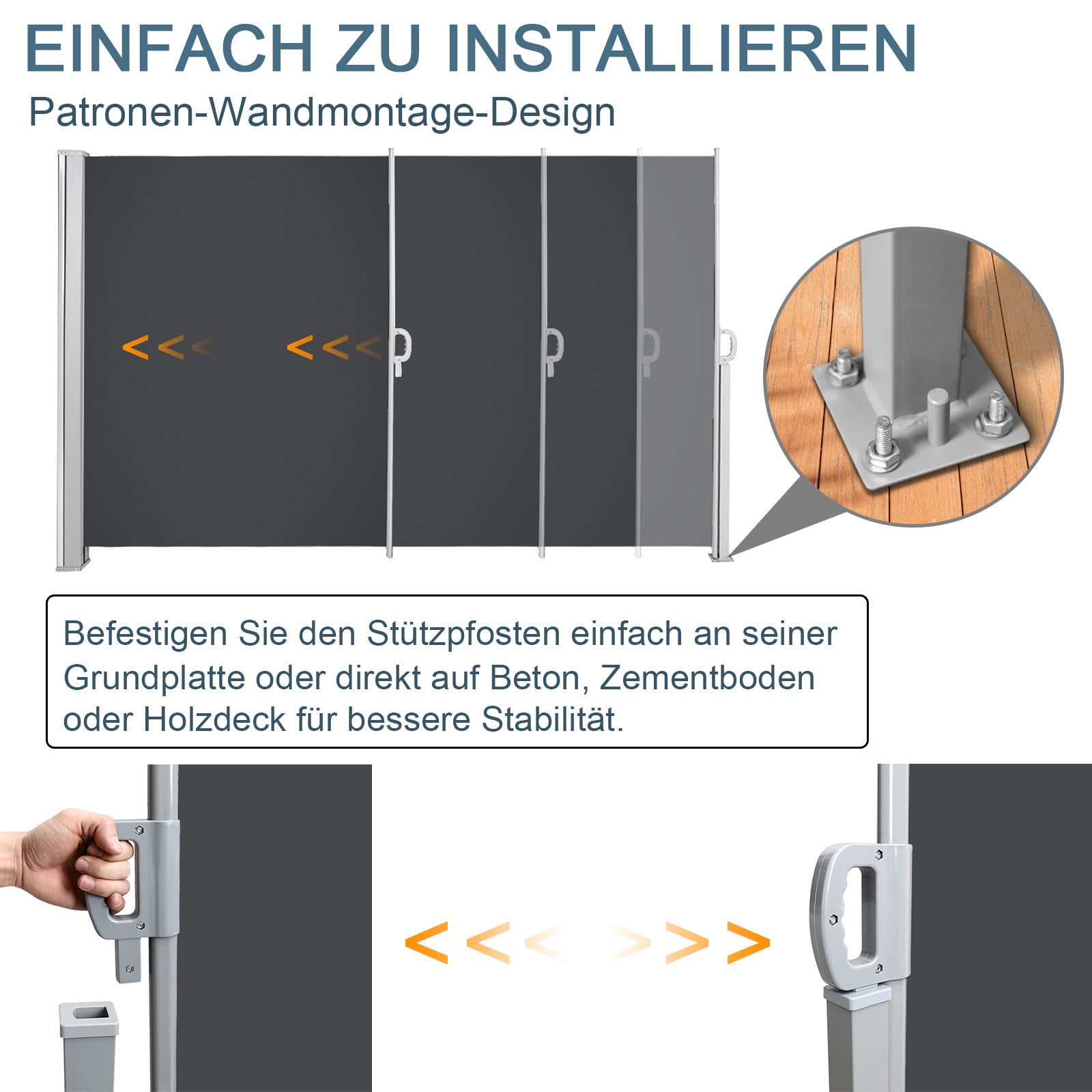 Cosmo Go Seitenmarkise Sichtschutz Ausziehbar