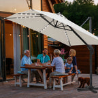 Cosmo Go Ampelschirm 300 x 300 cm Sonnenschirm 360° Drehbar mit Solar-LED