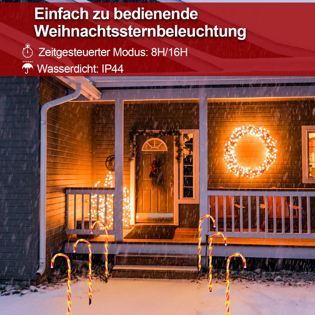 Cosmo Go 4x LED Zuckerstangen Weihnachtsdeko Außenleuchte