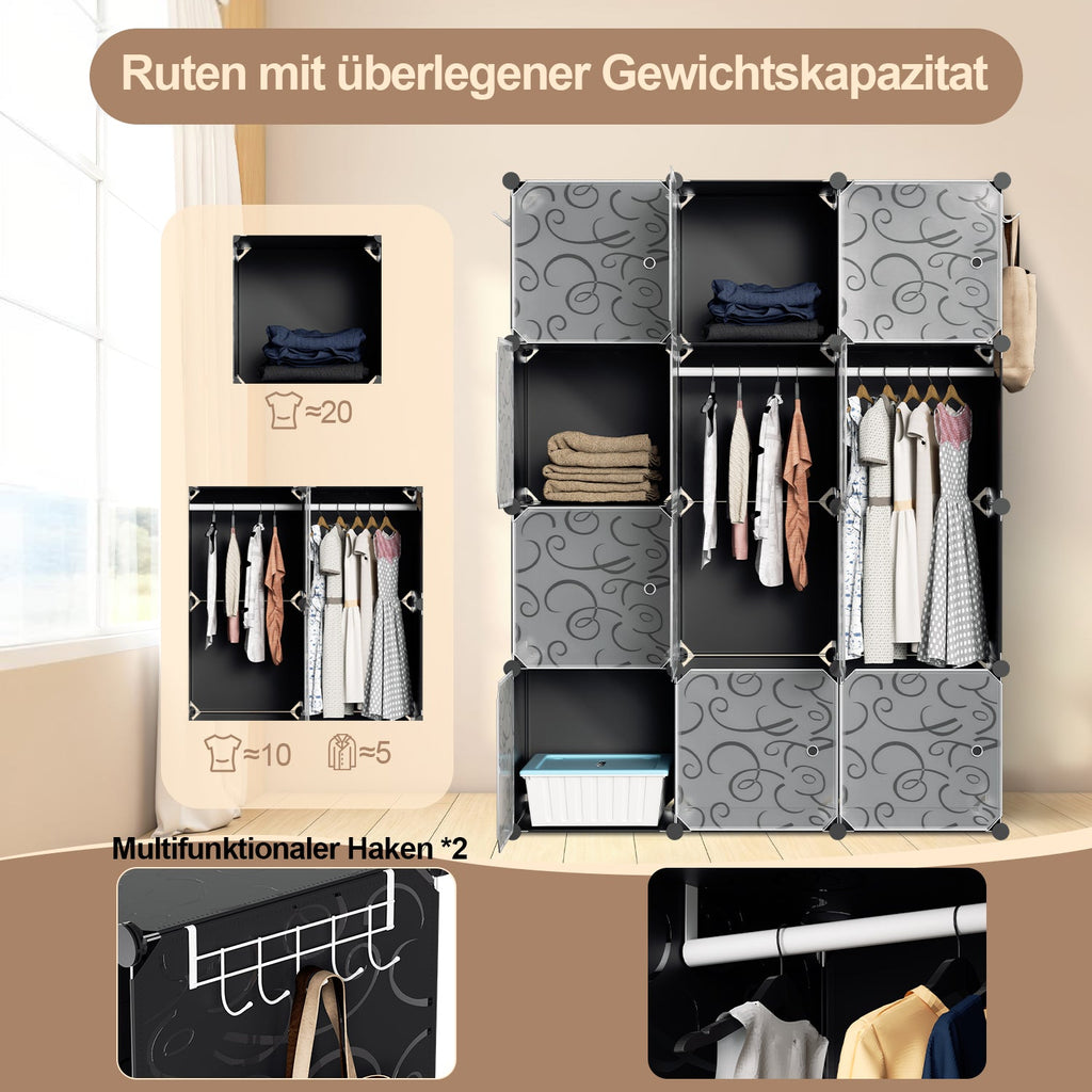 Cosmo Go Multifunktionaler Kleiderschrank mit Haken und Kleiderbügel