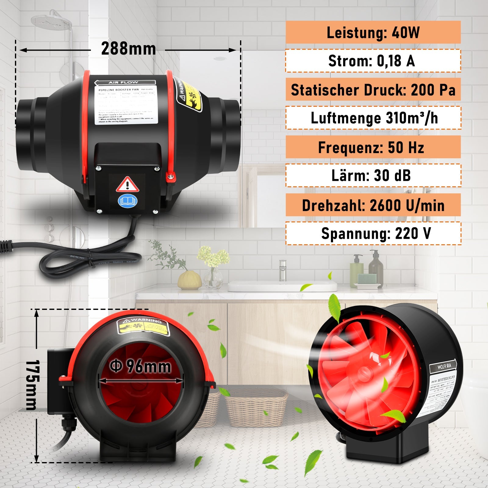 Cosmo Go Rauchabzug Rohrventilator mit Fernsteuerung 100mm/150mm