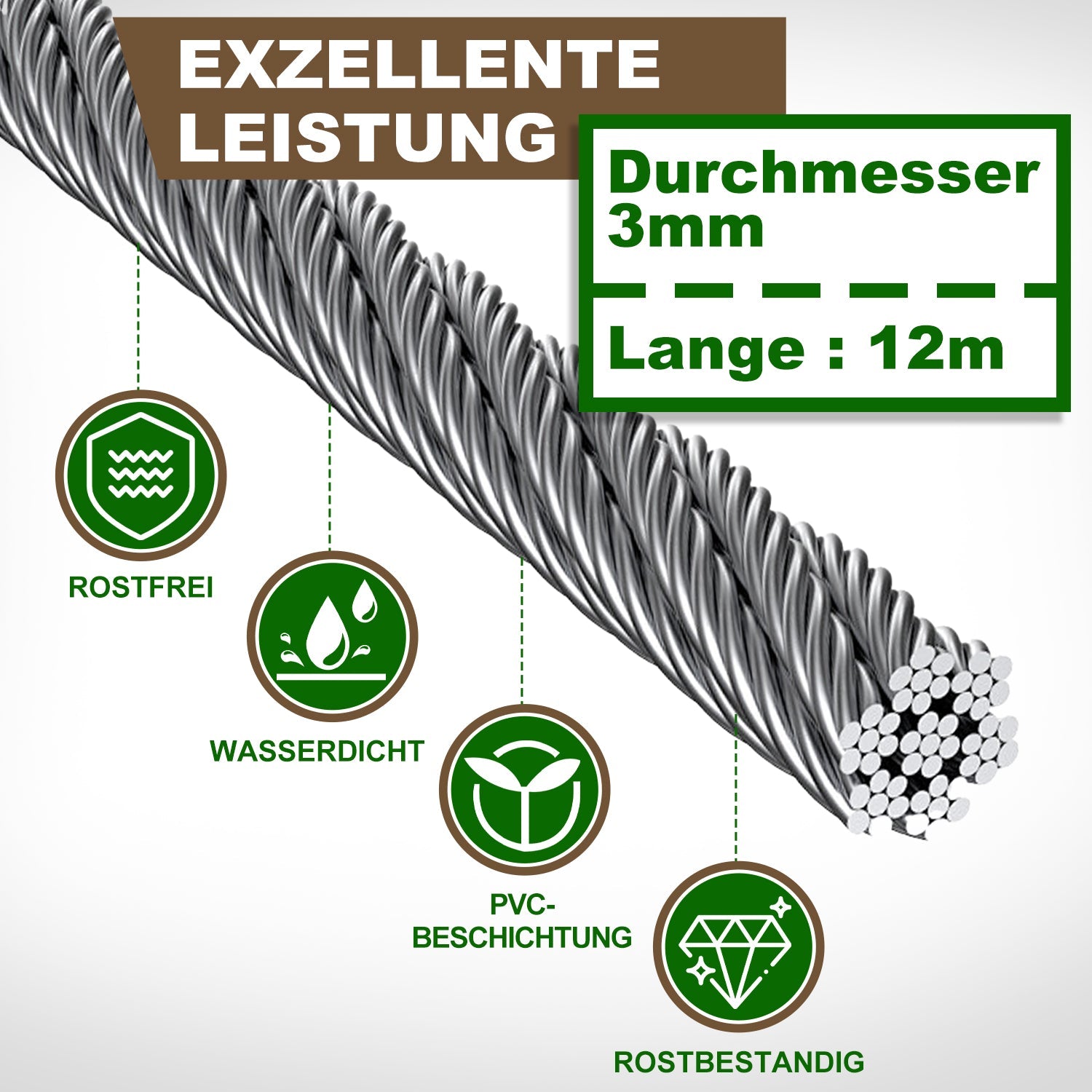 Cosmo Go Rankhilfe Edelstahl für Kletterpflanzen 12m