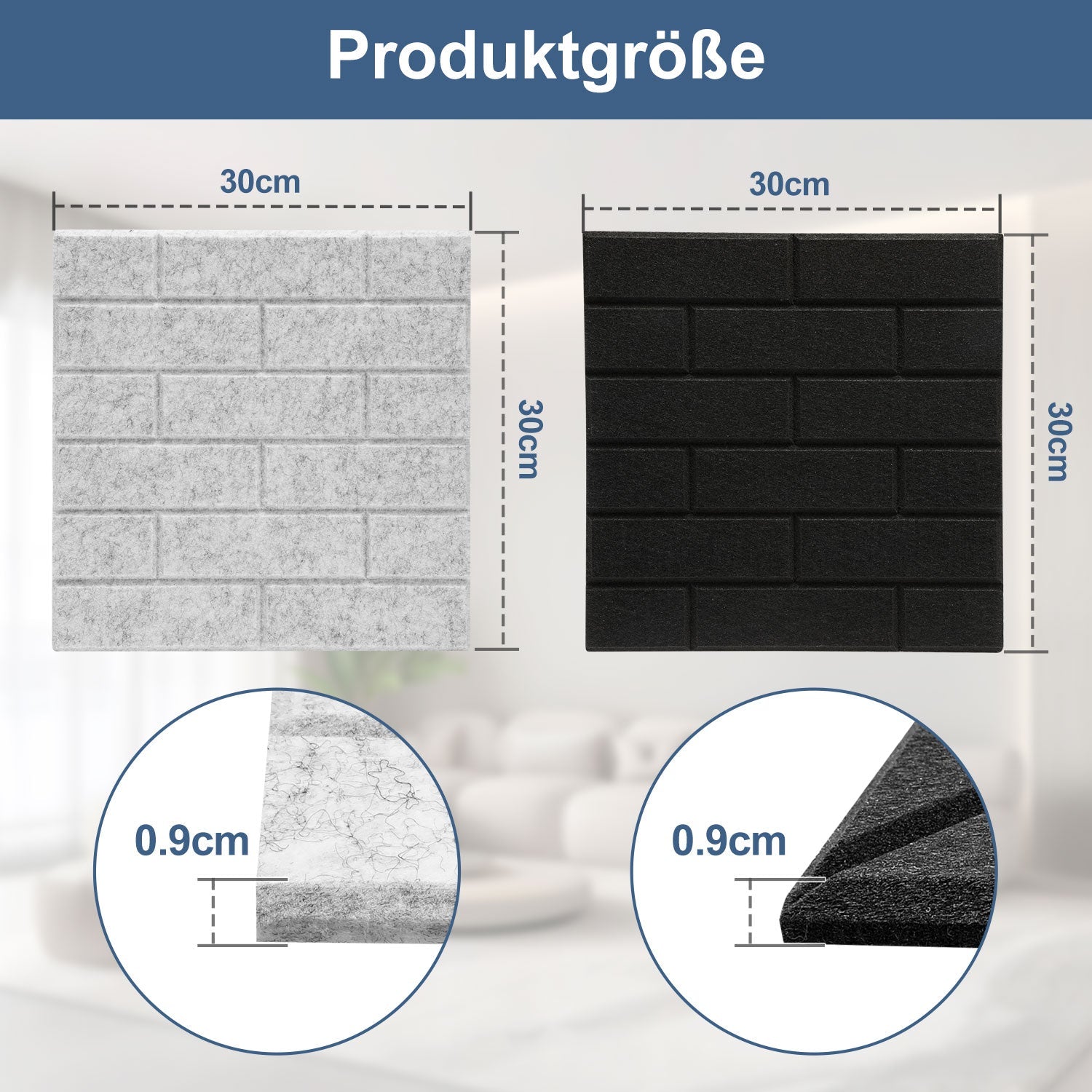 Cosmo Go Akustikplatten Wandpaneele Selbstklebend 12/18 Stück Quadratisch Kacheln