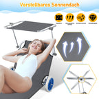 Cosmo Go Sonnenliege klappbar Aluminium mit Rollen und Sonnendach