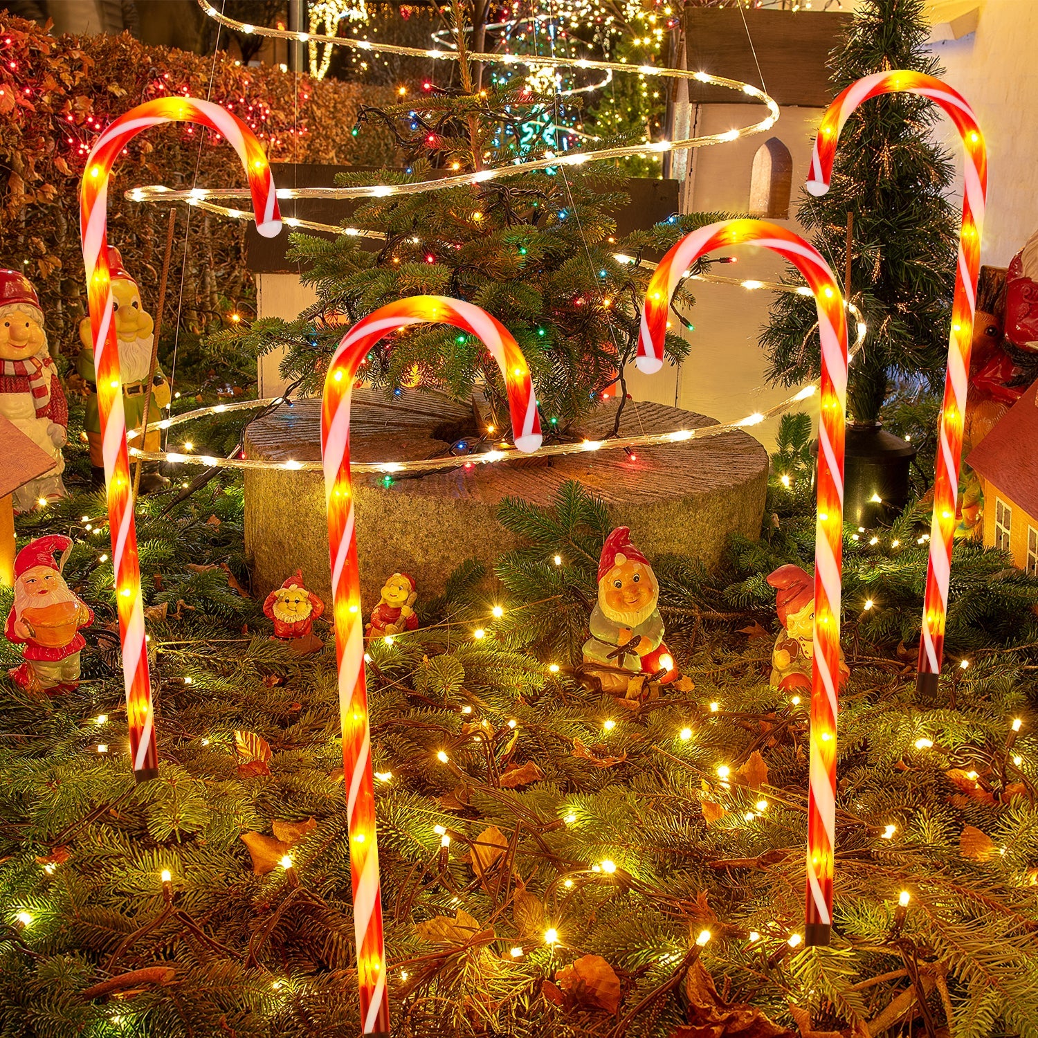 Cosmo Go 4x LED Zuckerstangen Weihnachtsdeko Außenleuchte