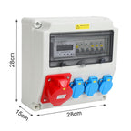 Cosmo Go Wandverteiler Baustromverteiler mit 3xSchuko-Steckdose16A 230V, 1xCEE Steckdosen 32A 5Polig mit 3-Phasen und MCB